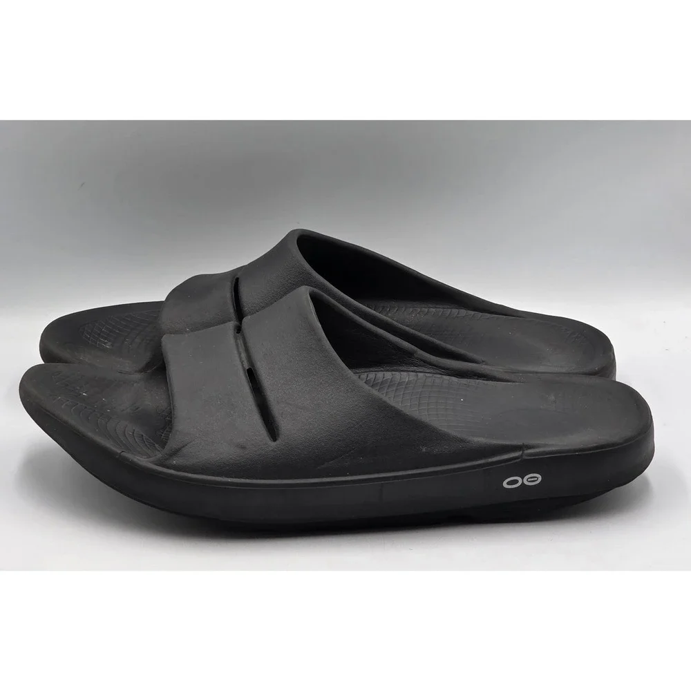OOFOS OOahh Men's 13 Women's 15 Black Recovery Slide Sandals